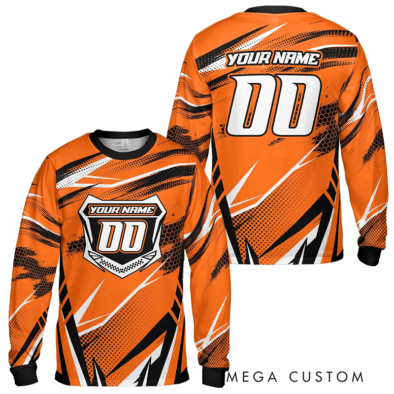 Personalized Name Number Motocross Jersey Dirt Bike Long Sleeve Shirt Gift for Motocross Riders
