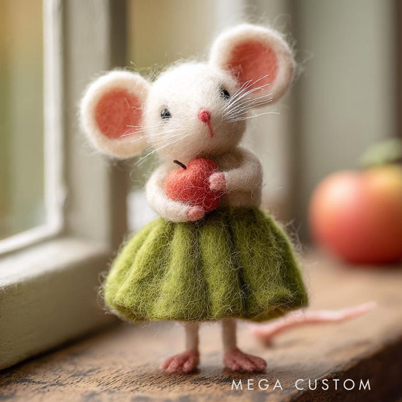 Needle Felted Mouse Christmas Ornament Wool Figurine