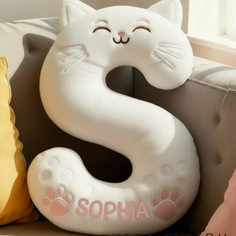 Personalized Cat Lover Funny Cat Letter Pillow Graphic 3D Print Pillow