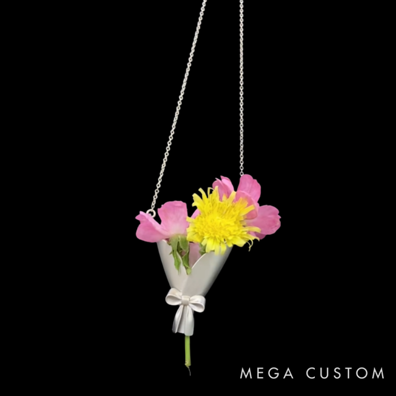 Personalized Customizable Floral Necklace Refreshing Vibe Unique Gift Choice DIY Flower Bouquet Pendant for Her