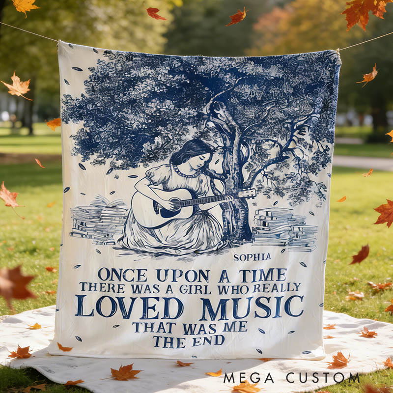 Personalized Guitar Girl Soft Throw Blanket with Name Perfect for Her Guitar Lovers Music Enthusiasts Birthday Anniversary Performance Gifts