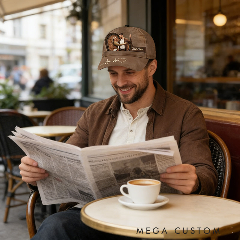 Personalized Name and Photo Baseball Cap for Lover Family Perfect Couple Dance Lovers Custom Gift Hat with Unique Design for Valentine's Day Anniversary