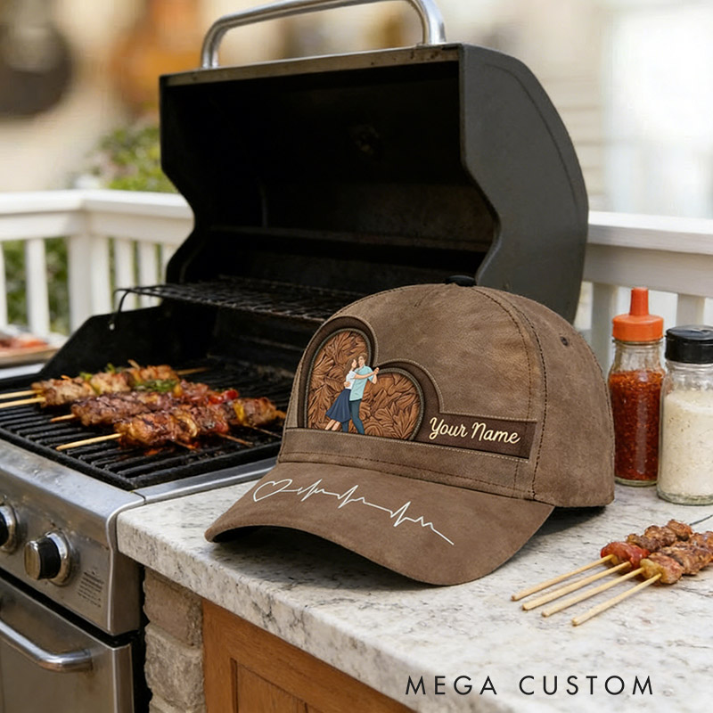 Personalized Name and Photo Cartoon Baseball Cap for Lover Family Perfect Couple Dance Lovers Custom Gift Hat with Unique Design for Valentine's Day Anniversary