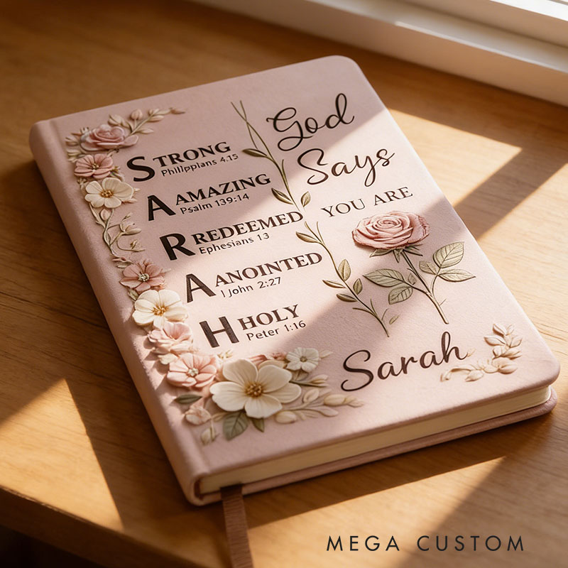 Personalized Christian Name Journal With Bible Verses, Custom Scripture Gift for Women