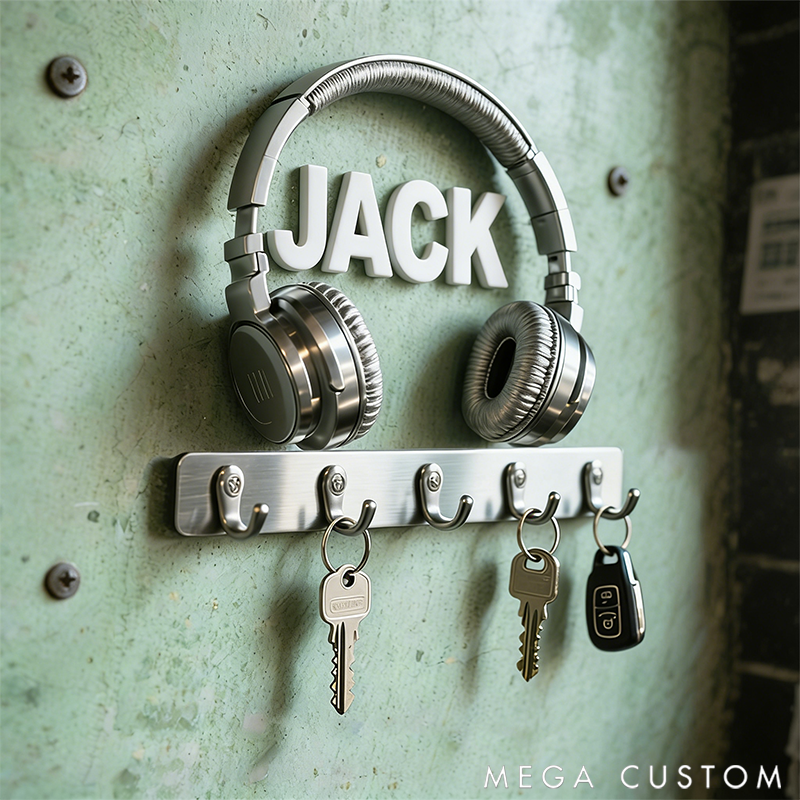 Personalized Headphones Wall Hook Decoration Made of Metal Gift for Music Lovers