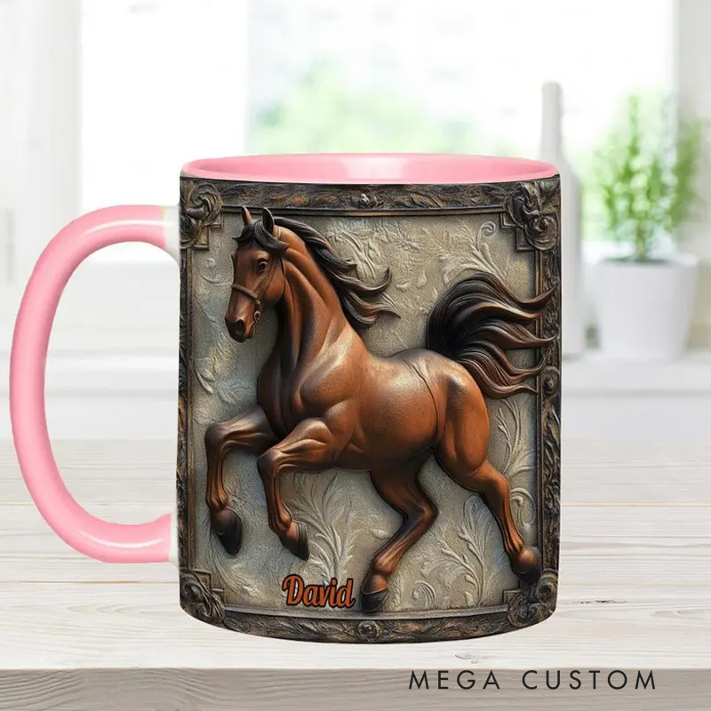 Personalized Cool Horse Custom Accent Mug Inflated Equestrian Coffee Mug for Horses Rider Equine Lover Riding Lovers