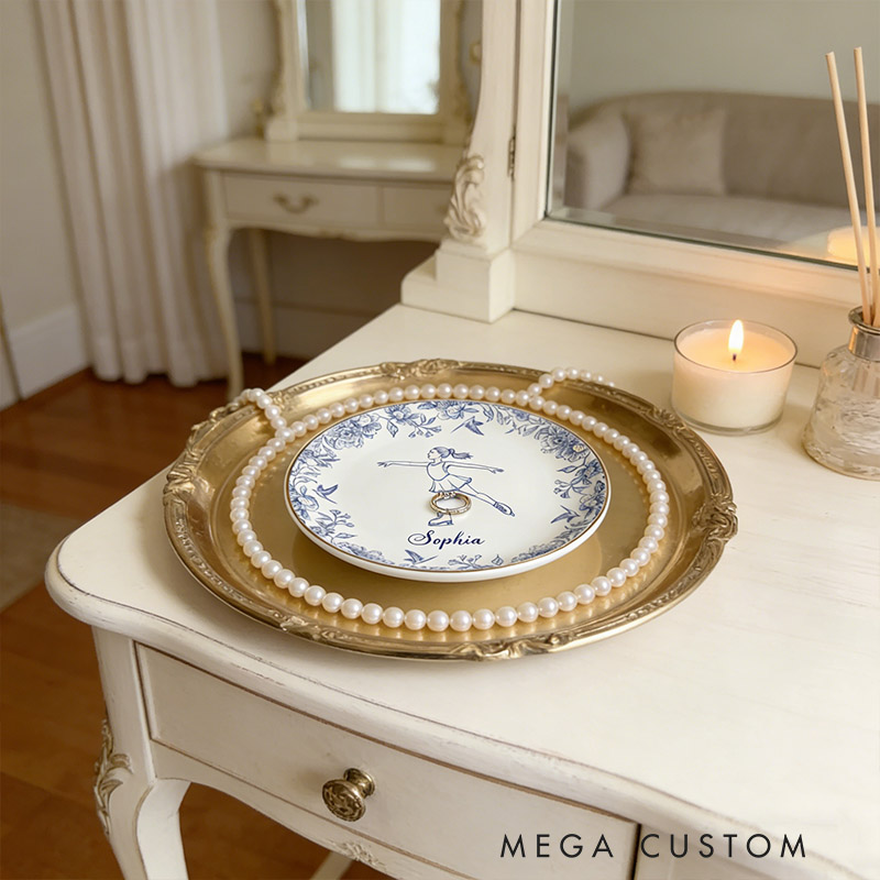 Personalized Figure Skating Girl Jewelry Dish Gift for Girls Figure Skating Coach Recital Gifts Figure Skater Trinket Tray Figure Skating Team Ring Holder