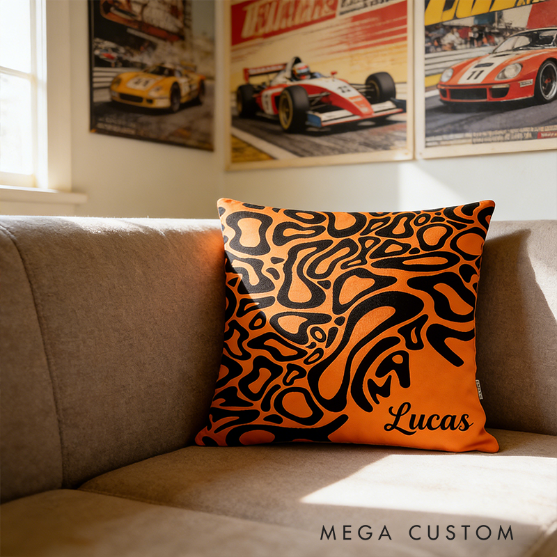 Personalized Racing Gifts Custom Name Pillow with 3D Graphic Print Choose Color Car Pattern Cushion for Racing Fans