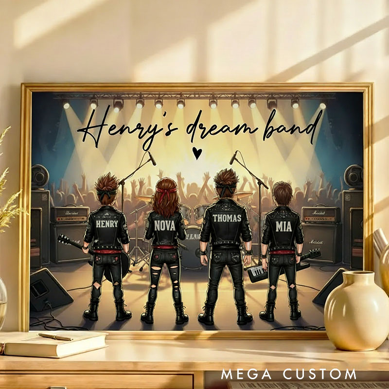 Personalized Retro Rock Dream Band Home Decor Poster with Photo and Name Gift for Fans Familys Friends Dad Mother Husband Son