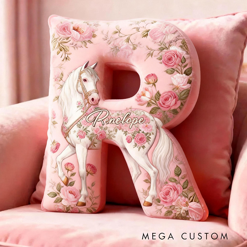 Personalized Pet Lover Funny Pink Flower Horse Graphic 3D Print Pillow
