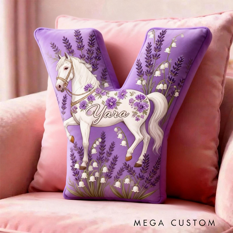Personalized Pet Lover Purple Lavender Flower Horse Graphic 3D Print Pillow