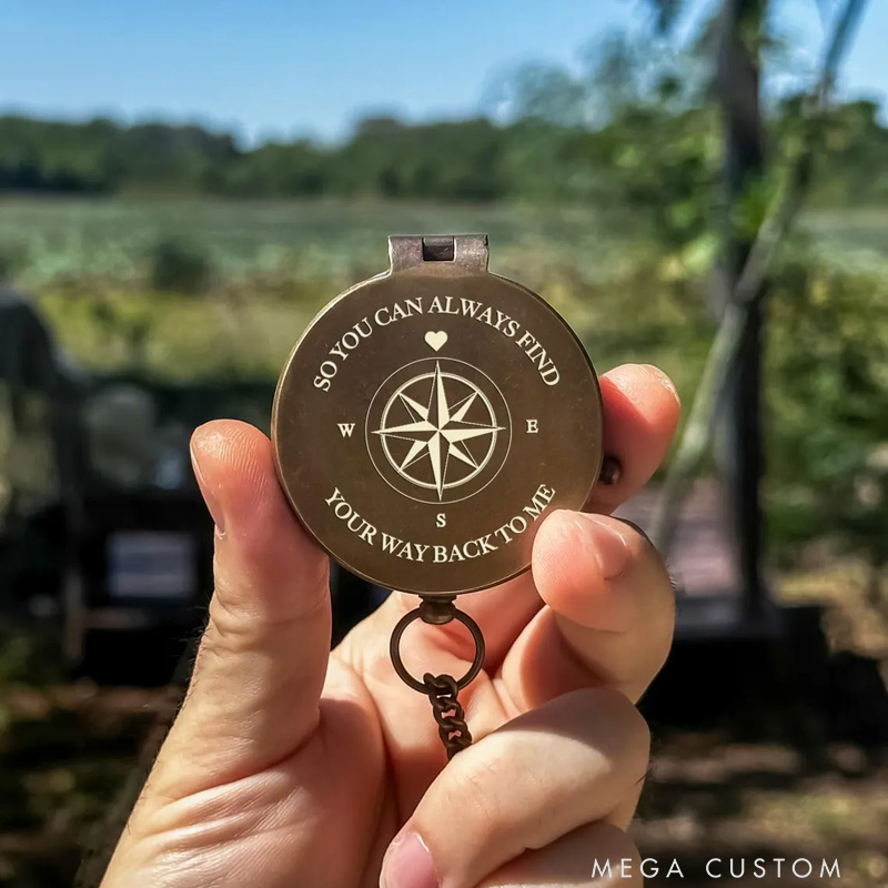 Personalized Copper Engraved Compass Romantic Wedding Keepsake Gift for Husband Boyfriend Couples
