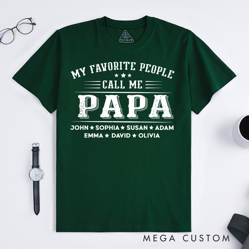 Personalized Grandpa Shirt Papa Shirt with Name Fathers Day Shirt Custom Name My Favorite People Call Me Grandkids Names Grandpa Shirt