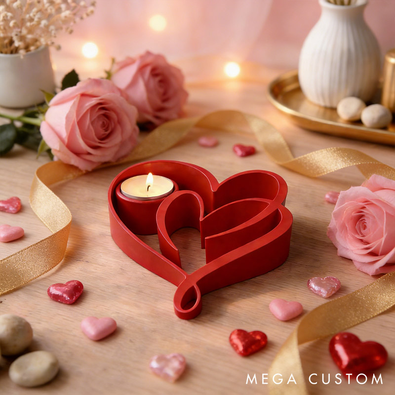 Personalized Heart Candle Holder 3D Printed Tealight Holder Couple Valentine's Day Modern Decorative Candle Decor 