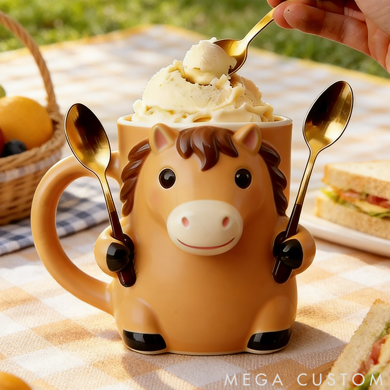 Personalized Horse Lover Horse Ice Cream Pint Holder 3D Printed with Spoon Slots & Snack Drawer for Pet Pet Lover for Horse Lover