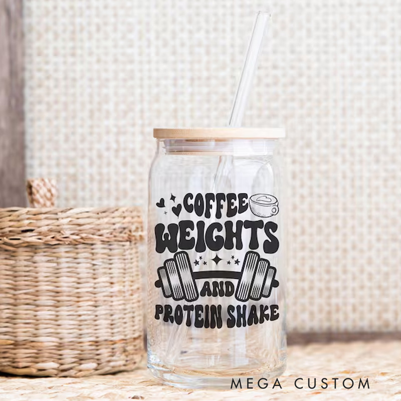 Personalized Gym Water Glasses Gym Lover Cup Beer Can Glass with lid straw Workout Iced Coffee Gift for Gym Girl