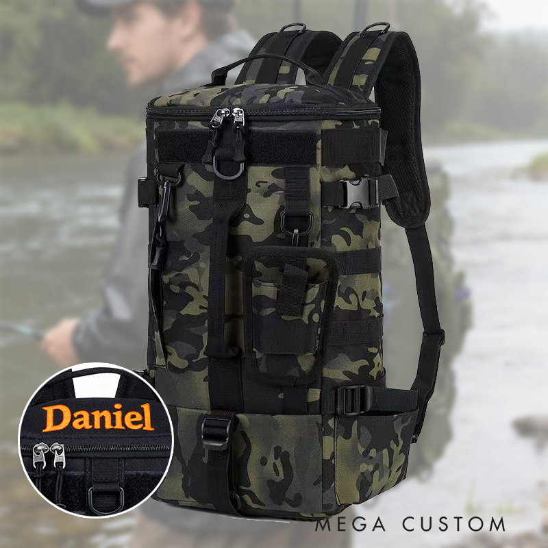 Personalized Tactical Fishing Backpack - Multi-Functional Tackle Storage Bag with Rod Holders & Organizer Pockets