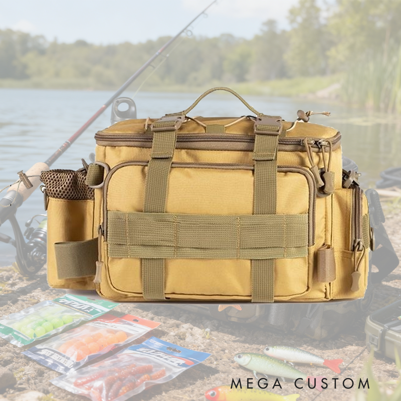 Personalized Camouflage Fishing Tackle Bag - Multi-Functional Gear Organizer with Lure & Tool Storage