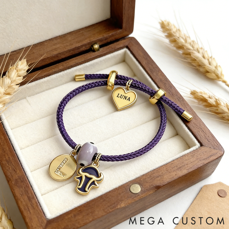 Personalized Zodiac Initials Couple Bracelet Engraved Constellation Charm Gift for Lovers Romantic Connection