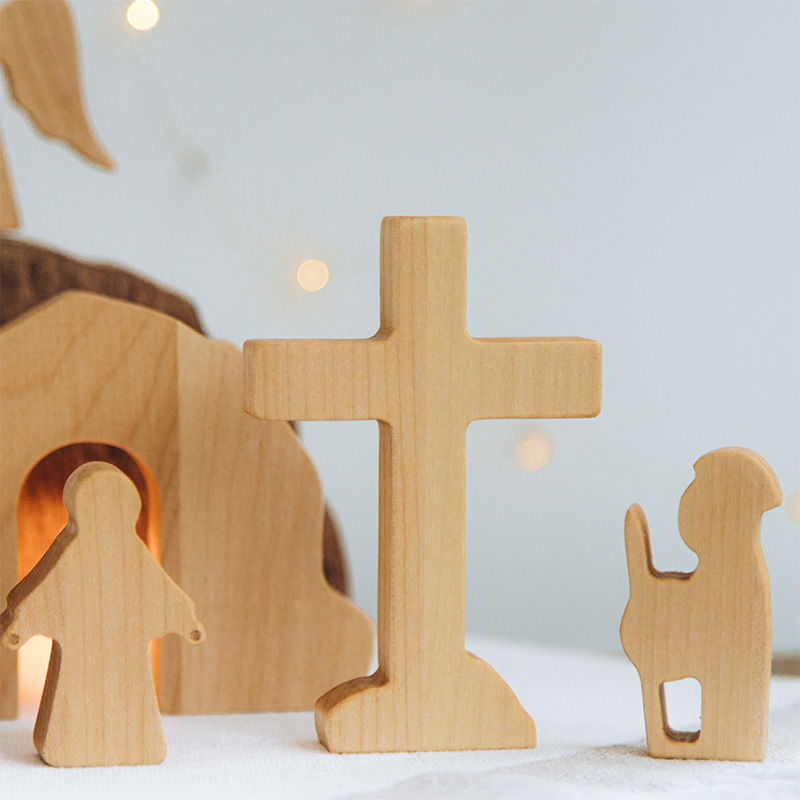 Personalized He is Risen Wooden Empty Tomb Scene with Custom Text Easter Decor Resurrection Scene Gift Christian Gift Easter Gift 