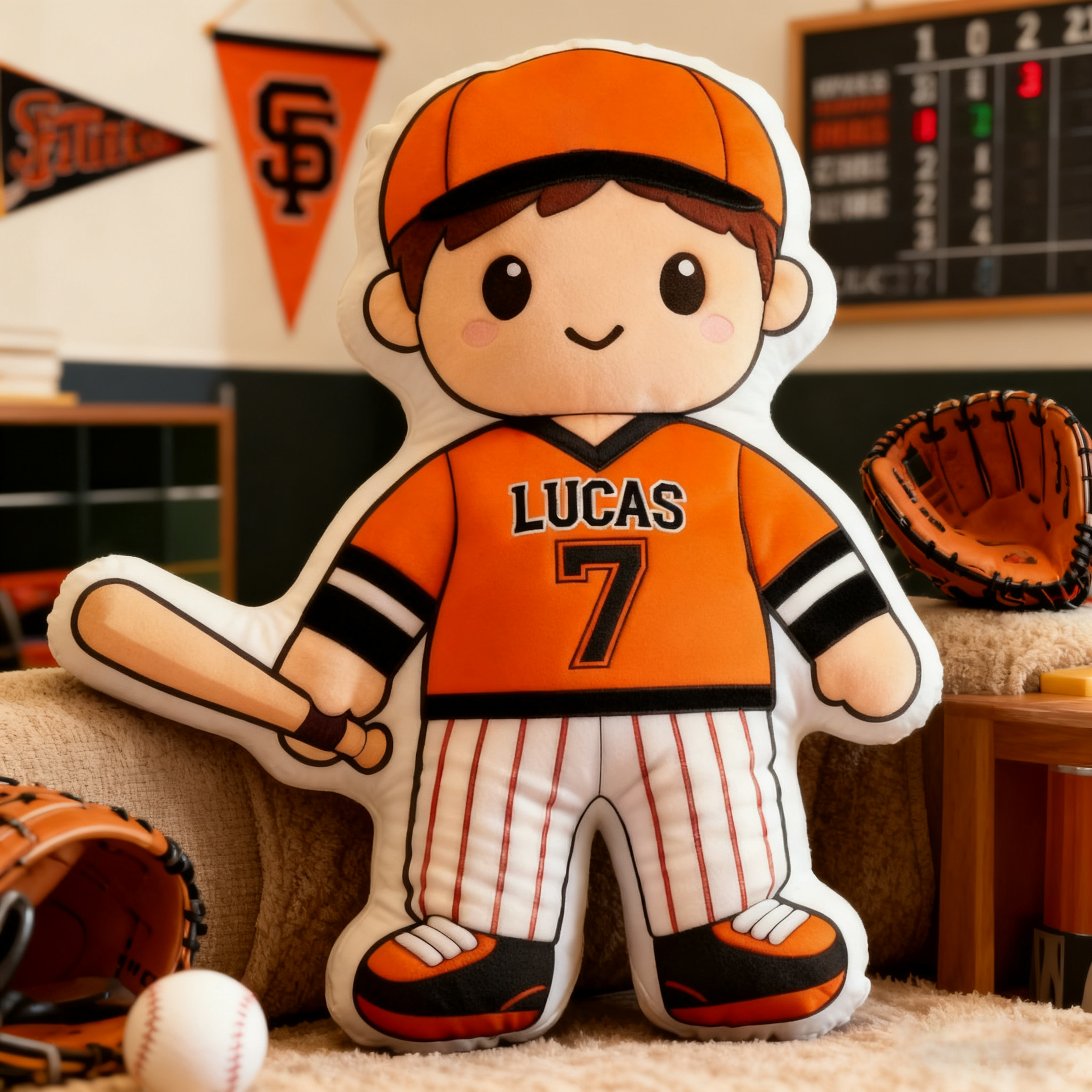 Personalized Baseball Player Pillow with Custom Name and Jersey Number  for Kids and Fans