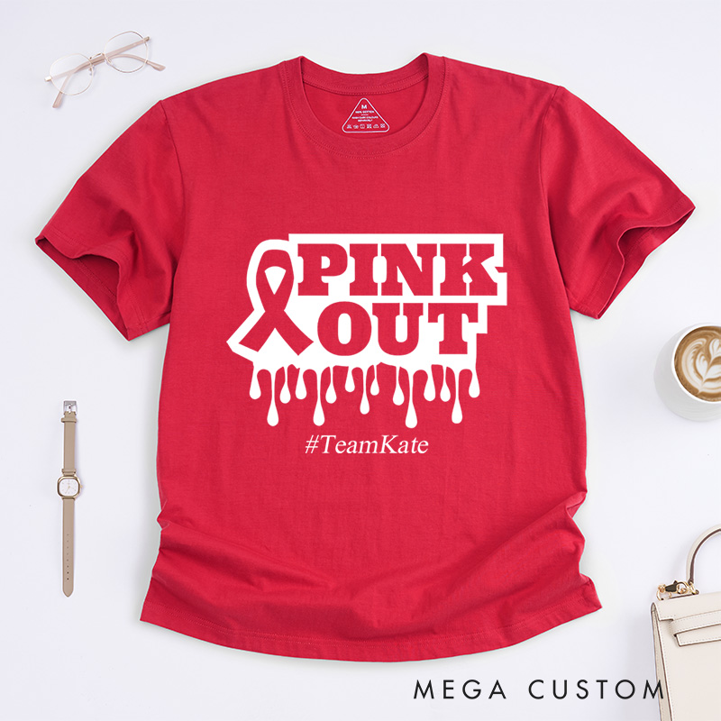 Personalized Pink Out Ribbon Breast Cancer Awareness Empowerment Advocacy T-Shirt  