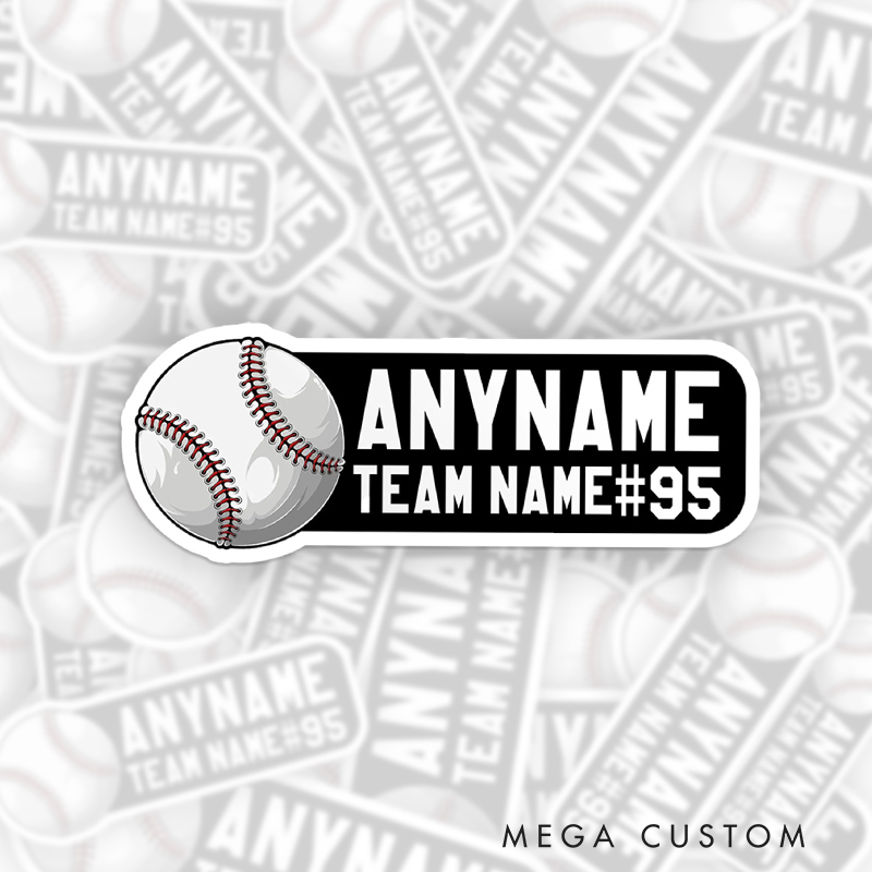 Personalized Athletic Sticker with Bold Team Name and Player Number  