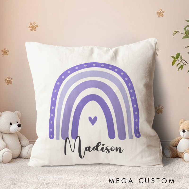 Personalized Rainbow Birth Stats Throw Pillows Featuring Baby's Details And Cheerful Colors Throw Pillows