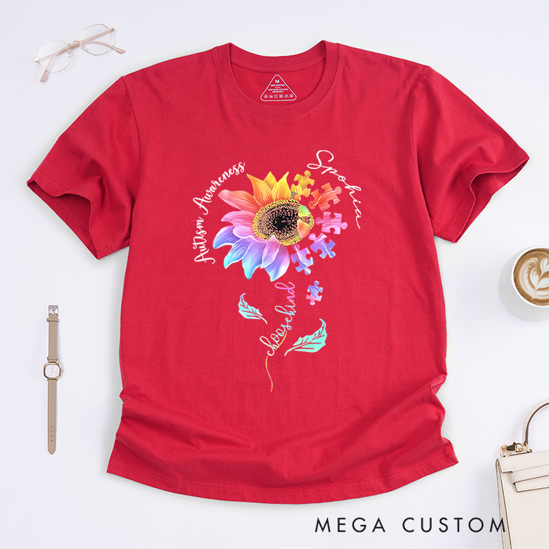 Personalized Be Kind Autism Flower T-shirt Autism Awareness Gift