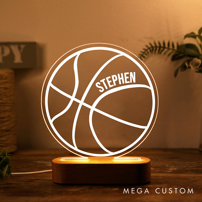 [Copy]Personalized Basketball LED Night Light with Custom Player Name and Dunk Design