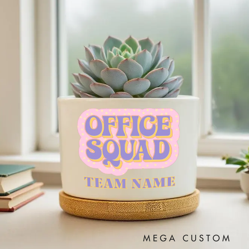Personalized Office Squad Planter with Retro Marquee Design Gift for Office Worker Coworker