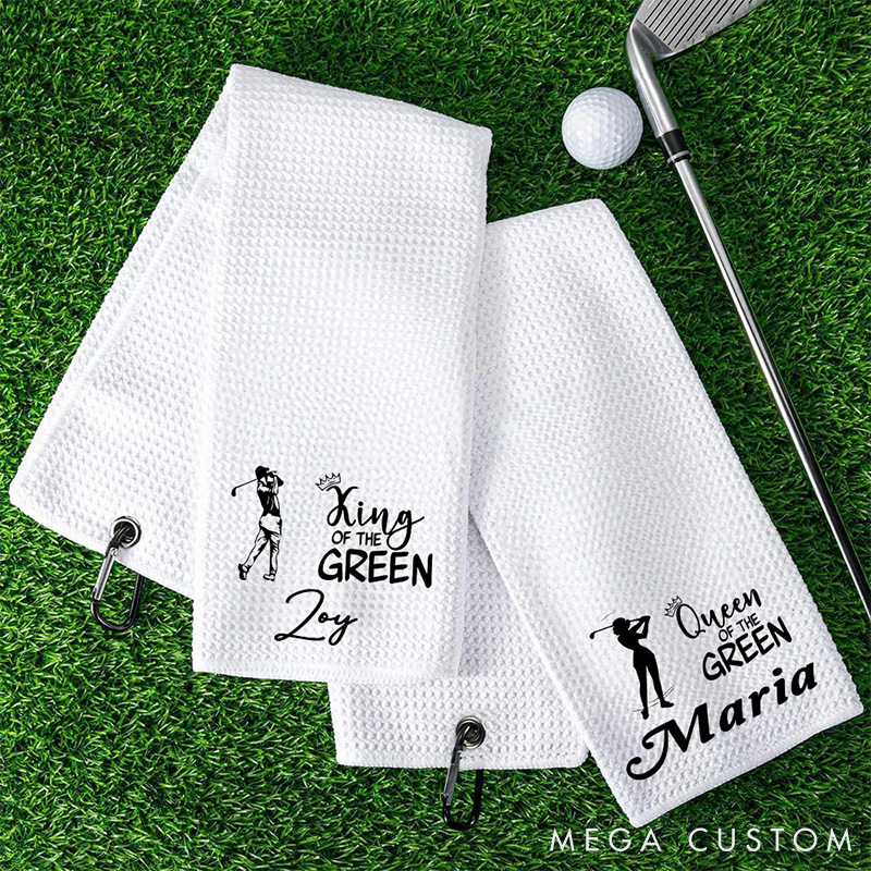 Personalized King and Queen Golf Player Design Towel with Custom Name