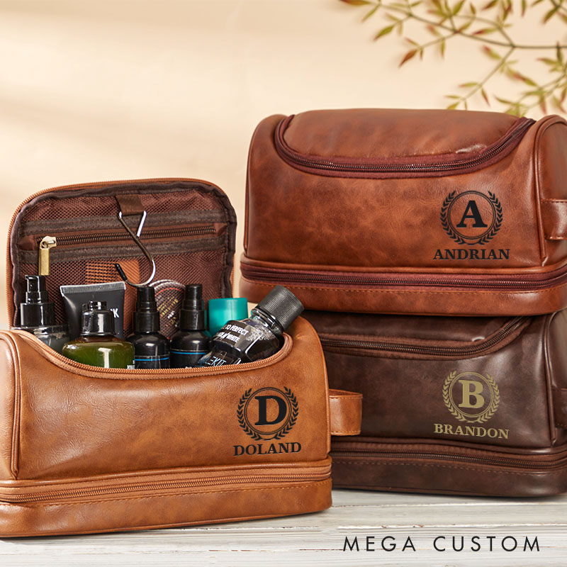 Personalized Groomsmen Leather Toiletry Bag Wedding Party Dopp Kit Bag Groom Groomsman Proposal Gift Shaving Kit Bag