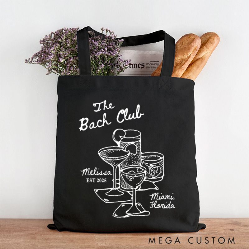 Personalized The Bach Club Cocktail Tote Bag Bridesmaid Tote Bachelorette Party Gift for Bride