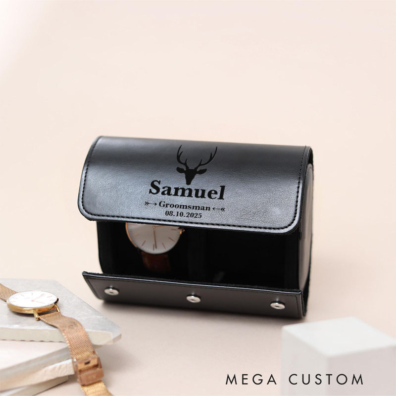 Personalized Groom Groomsman Leather Watch Box