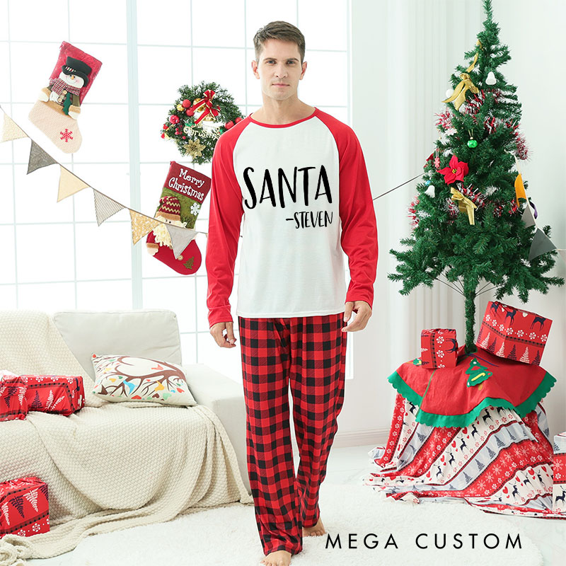 Personalized Couple Santa and Santa’s Favorite Ho Xmas Matching Pajamas Christmas Matching Pjs for Husband Wife Boyfriend Girlfriend