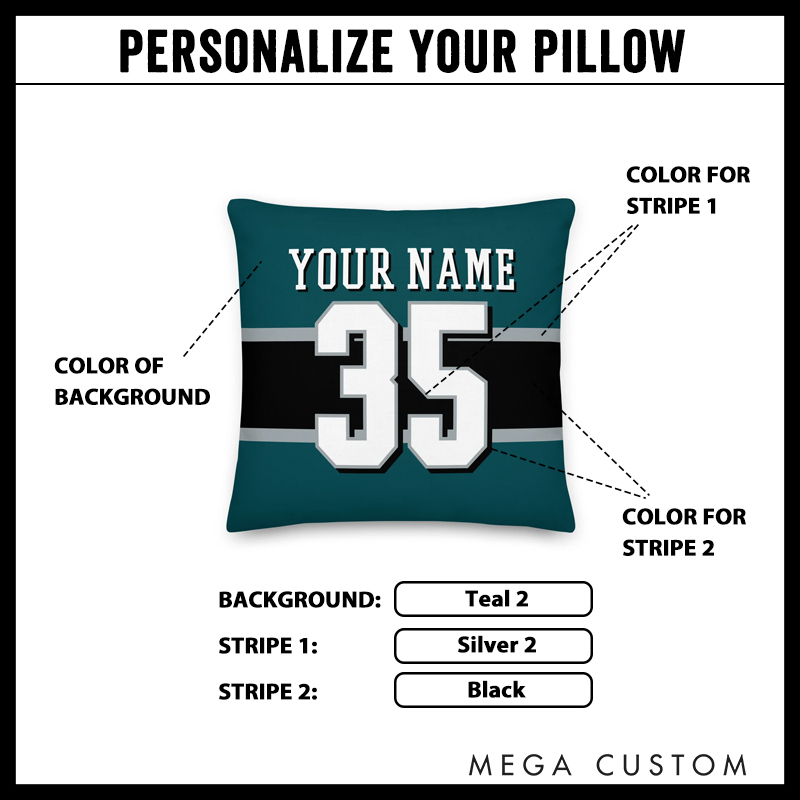 Personalized American Football and Rugby Throw Pillow with Custom Name and Number for Sport Gift