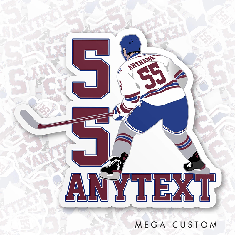 Personalized Ice Hockey Fan Sticker with Custom Name and Number Design
