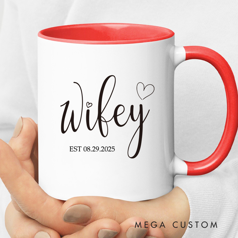 Personalized Hubby & Wifey Mug Couple Anniversary Mug for Her Him Ceramic Cup for Couple Newlyweds