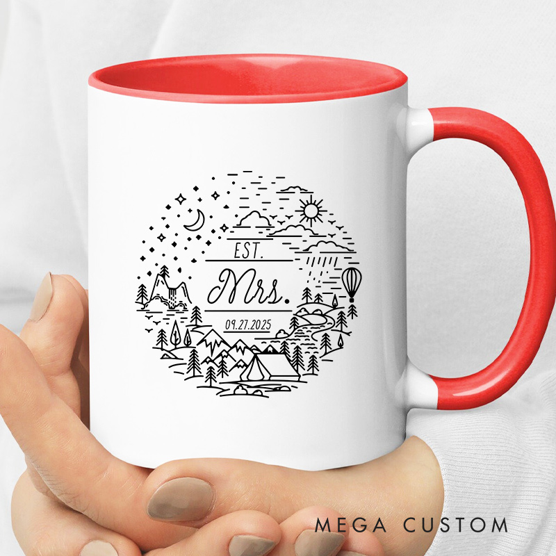 Personalized Adventure Mr & Mrs Mug Wedding Coffee Cup for Her Him Ceramic Mug for Couple Newlyweds