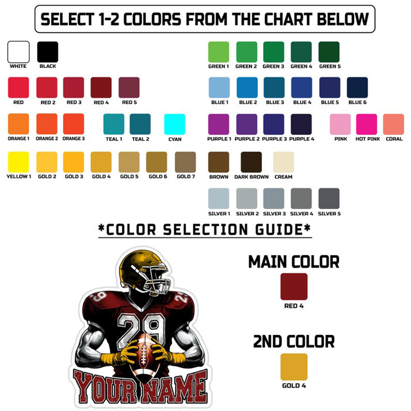 Personalized American Football Sticker with Custom Name and Number for Sports Lover