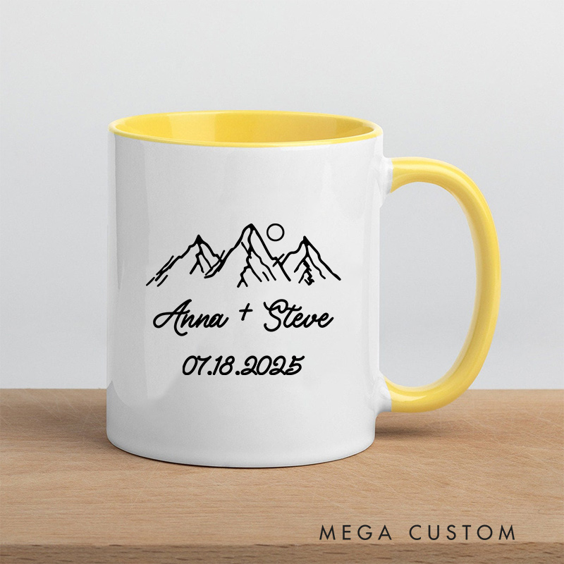 Personalized Couple Adventure Begins Mug Ceramic Coffee Cup for Husband Wife Anniversary Couple Mug for Newlyweds