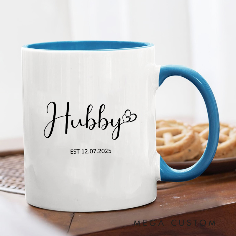 Personalized Hubby & Wifey Wedding Mug Couple Ceramic Mug for Husband Wife Newlywed Present Mug Anniversary Gift