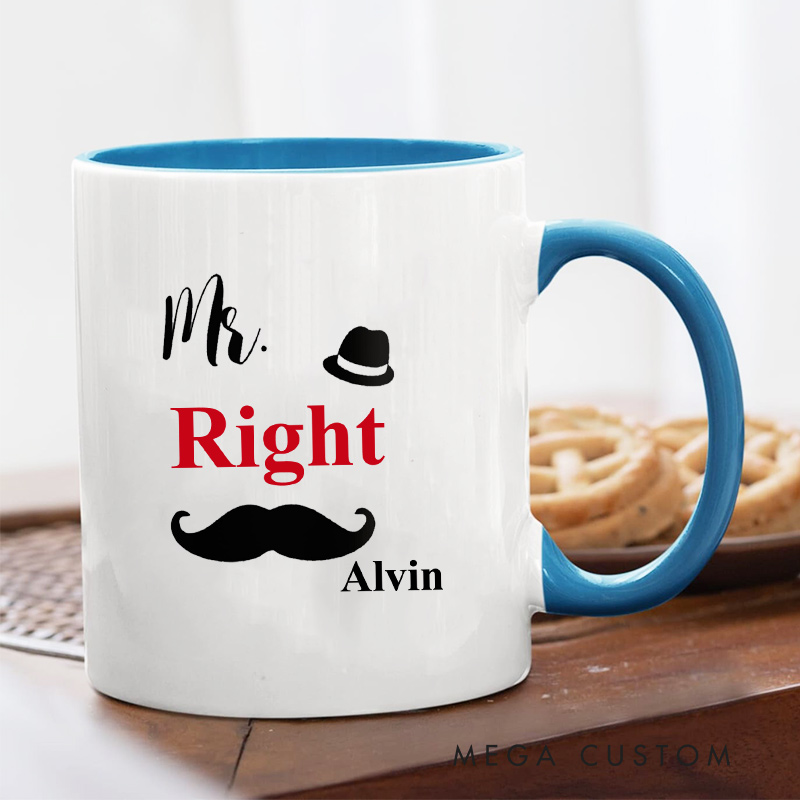 Personalized Mr. Right & Mrs. Always Right Mug Couple Ceramic Mug for Husband Wife Anniversary Gift Mug for Newlywed
