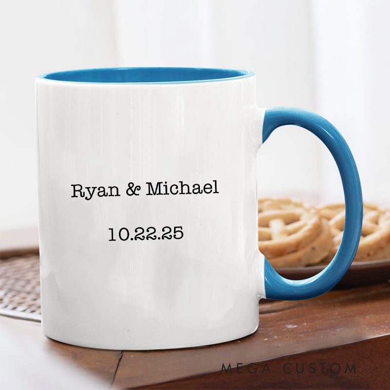 Personalized Mountain Adventure Wedding Mug Coffee Mug for Husband Wife Couple Ceramic Mug for Newlywed Couple Anniversary Gift