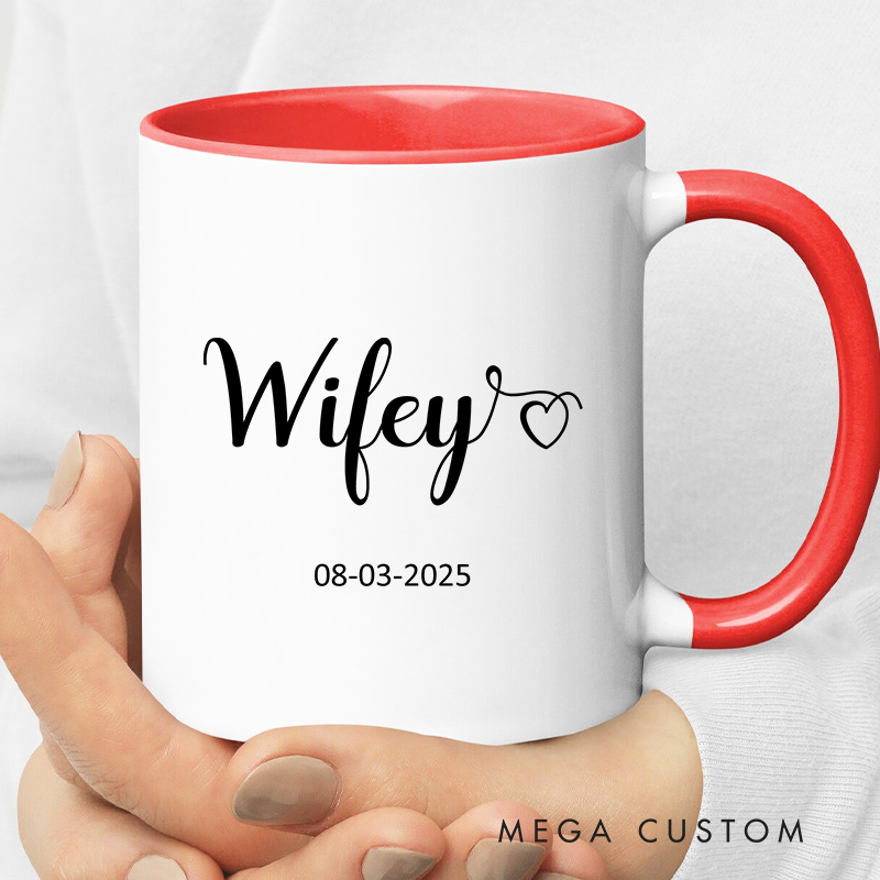 Personalized Hubby & Wifey Wedding Mug Ceramic Coffee Mug for Husband Wife Couple Anniversary Cup for Newlywed