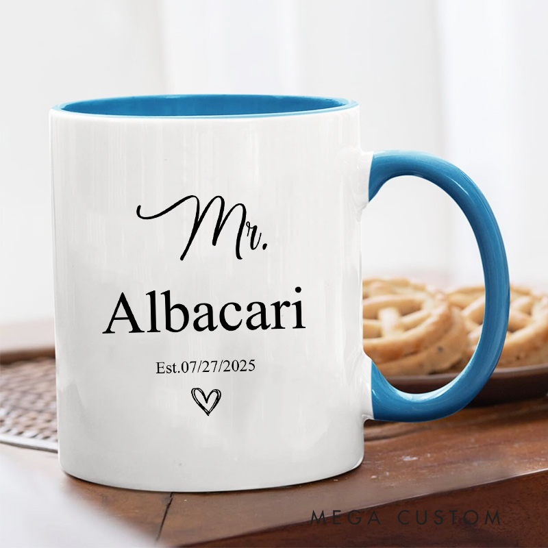 Personalized Mr. & Mrs. Wedding Date Mug Ceramic Coffee Mug for Newlywed Husband Wife Coffee Mug Couple Anniversary Cup