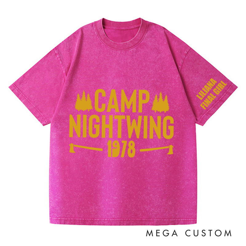 Personalized Camp Nightwing Washed T-Shirts Horror Movie Tshirt 80s Halloween Movie Shirt