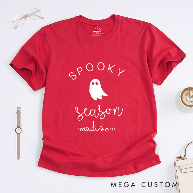 Personalized Spooky Season Halloween T-Shirt Perfect for Adding a Festive and Playful Vibe to Outfits T-Shirt