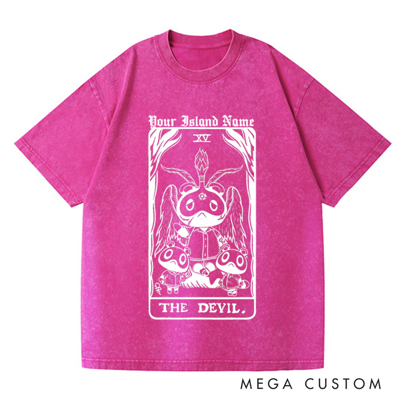 Personalized the Devil Washed T-Shirts Video Game Tshirt Island Building Game Shirt